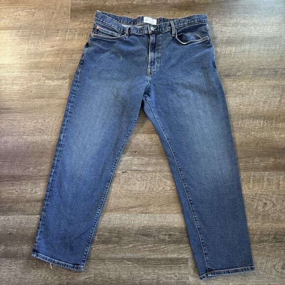 Gap 38x30 Straight Fit Blue Jeans Quality Denim Dark Wash - Picture 1 of 5